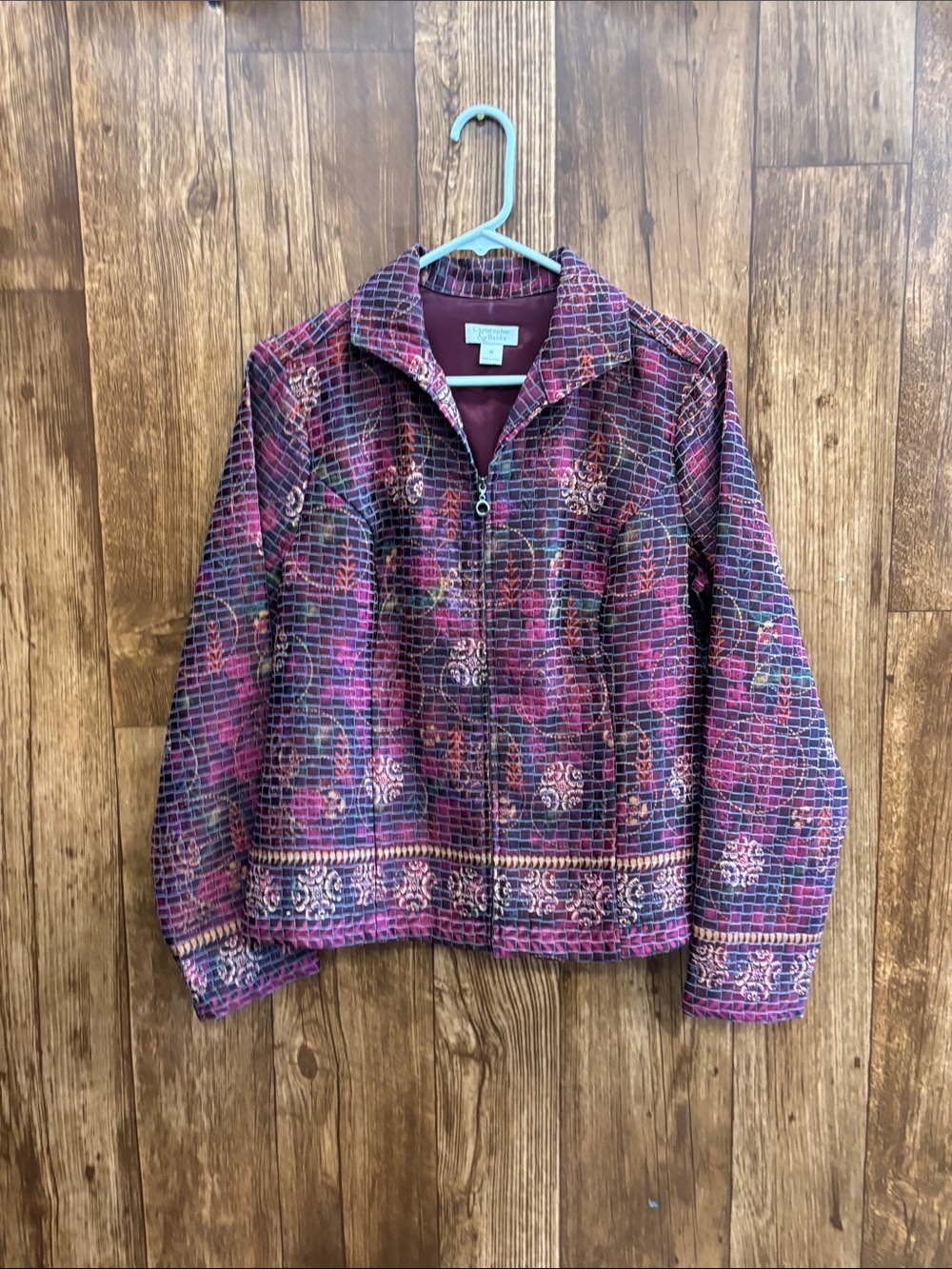 Christopher & Banks Multicolor Quilted Zip Jacket in Purple and Pink Tones